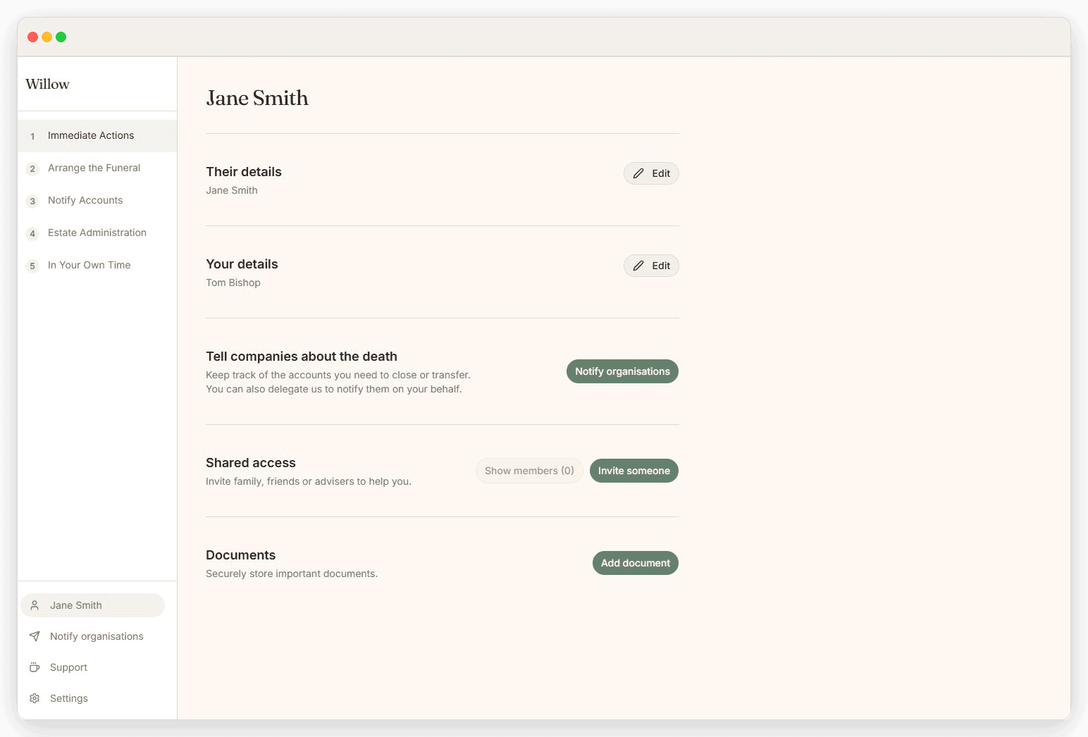 Personalised dashboard when logged in