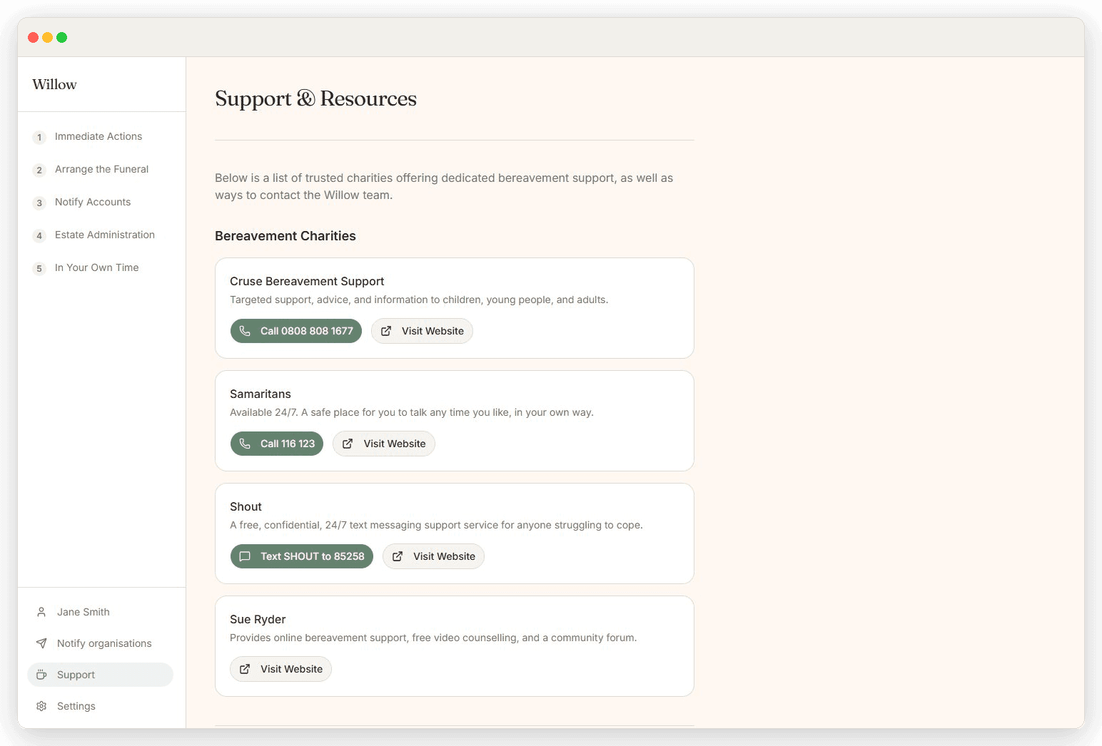 Trusted bereavement support charities and resources